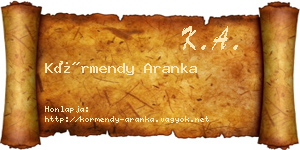 Körmendy Aranka névjegykártya