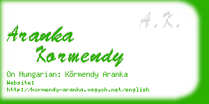 aranka kormendy business card